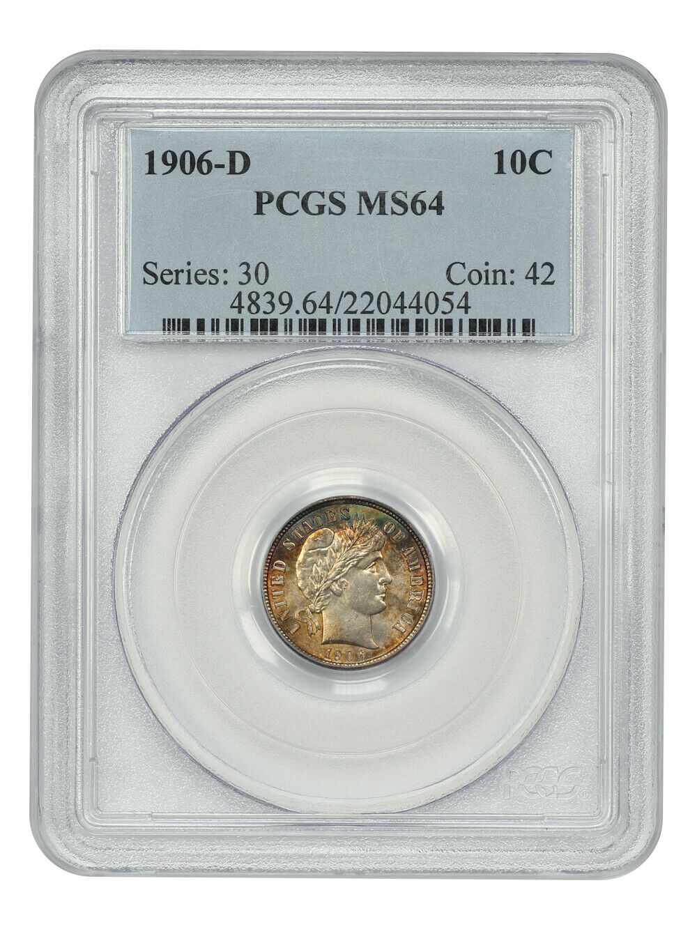 1906-D 10C PCGS MS64 - Barber Dime