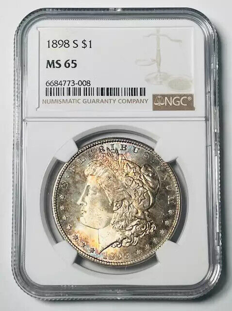 1898 S Morgan Silver Dollar NGC MS-65 Original Toning!