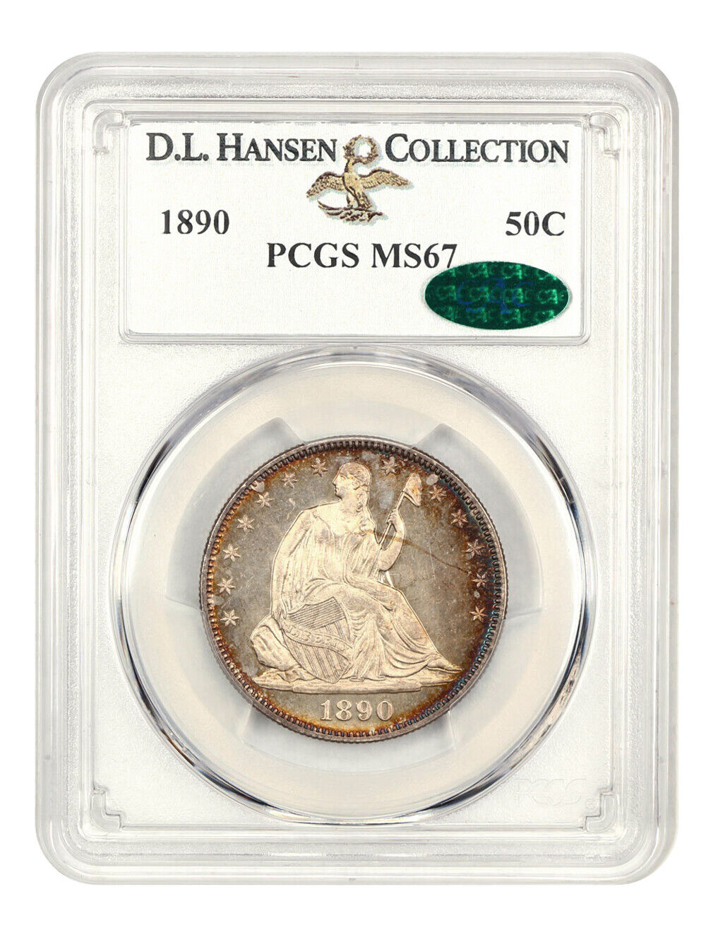 1890 50c PCGS/CAC MS67 ex: D.L. Hansen