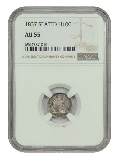 1837 H10C Seated NGC AU55 - Liberty Seated Half Dime - One Year Type Coin