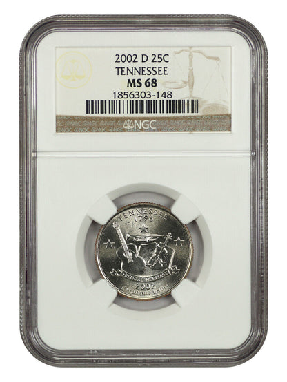 2002-D 25C Tennessee NGC MS68 - Washington 50 States Quarters