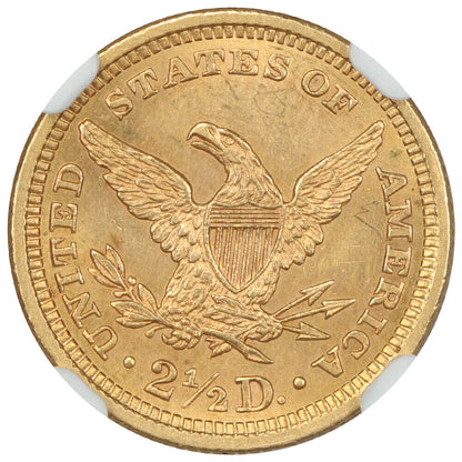 1861 $2.50 NGC MS61 (Type 2, New Reverse) - Liberty Head $2.5