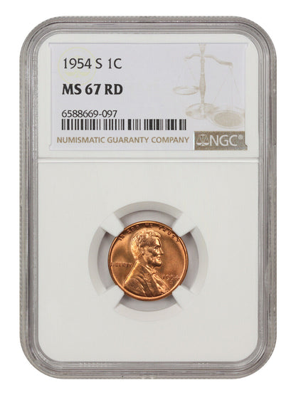 1954-S 1c NGC MS67 RD