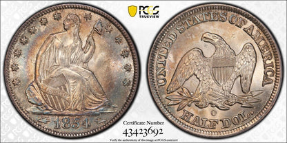 1854-O 50C Arrows Liberty Seated Half Dollar PCGS MS66