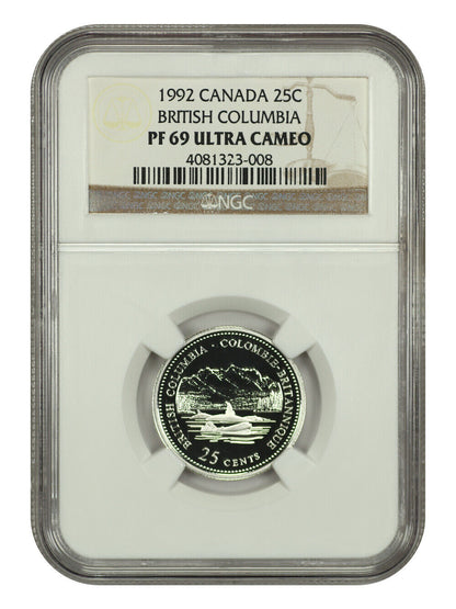 1992 Canada 25c British Columbia NGC PF 69 DCAM