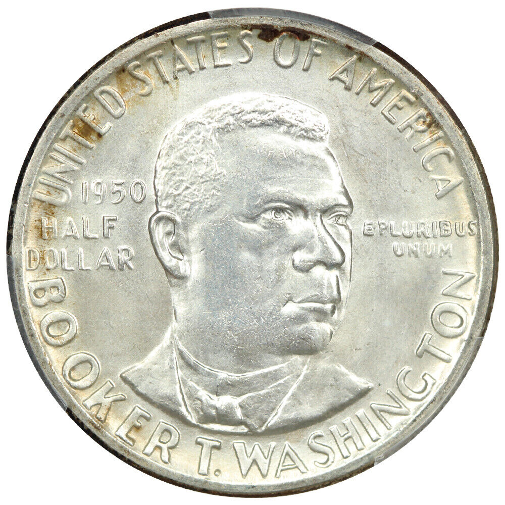 1950 50C Booker T. Washington PCGS/CAC MS67+ - Classic Silver Commemorative