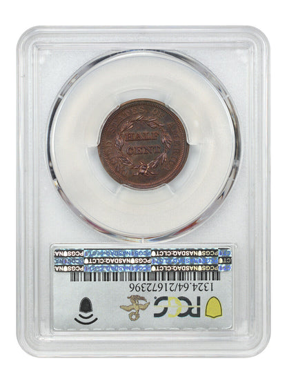 1854 1/2C PCGS PR64RB ex: D.L. Hansen