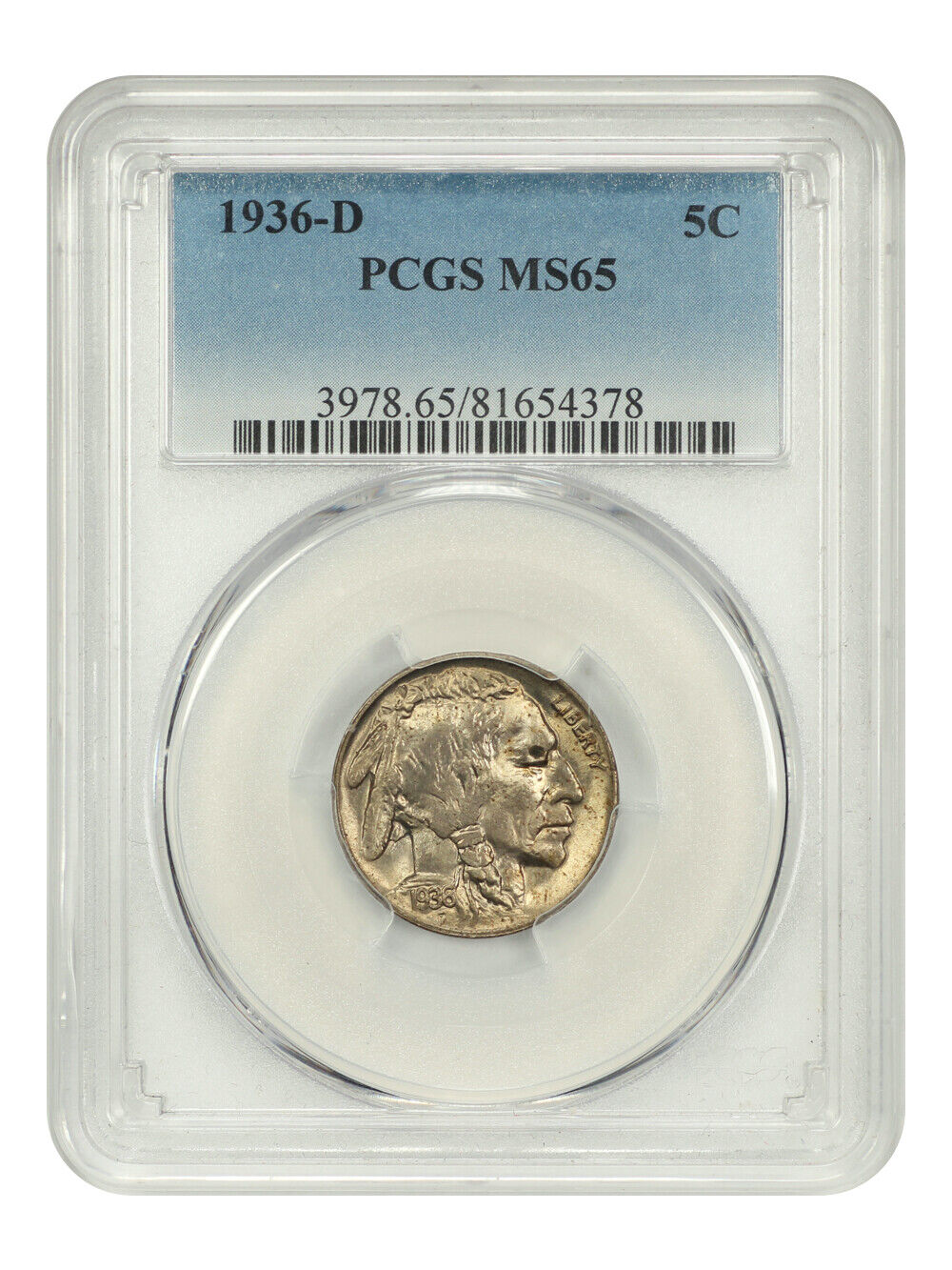 1936-D 5C PCGS MS65