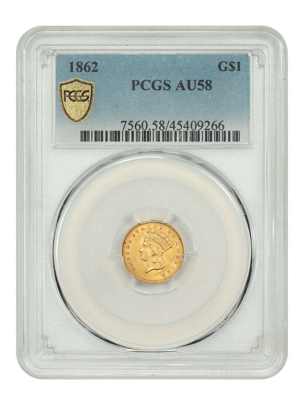 1862 G$1 PCGS AU58 - Gold Dollar - Civil War Era Gold Dollar