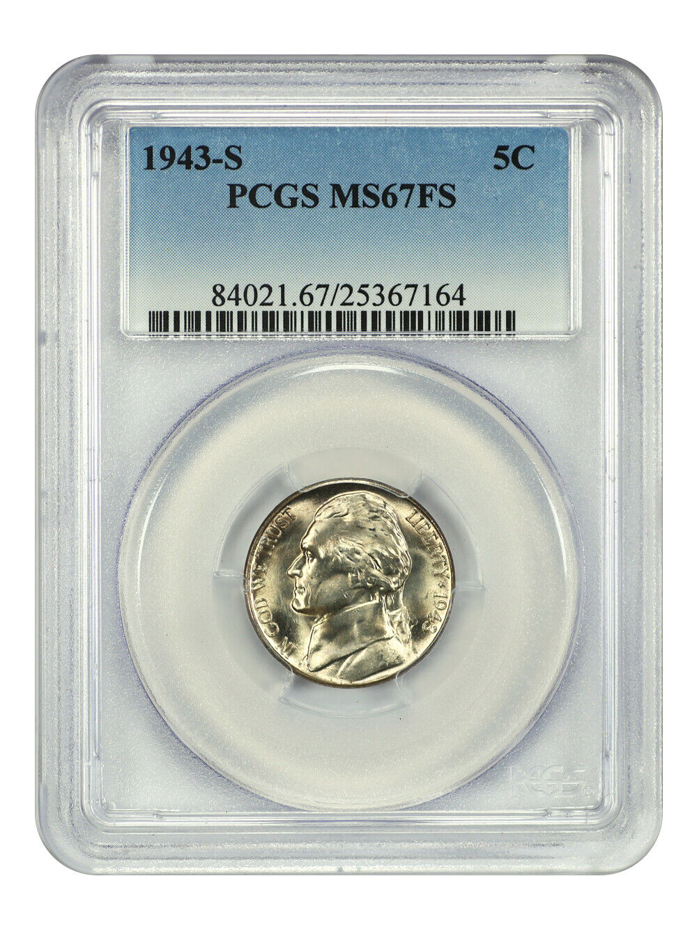 1943-S 5C PCGS MS67FS - Jefferson Nickel