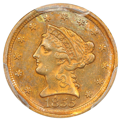 1855-D $2.50 PCGS AU55 ex: D.L. Hansen - Liberty Head $2.5