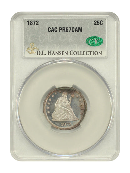 1872 25C CACG PR67CAM ex: D.L. Hansen - Liberty Seated Quarter