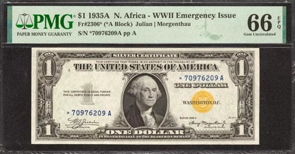 1935 A $1 NORTH AFRICA SILVER CERTIFICATE FR.2306* STAR NOTE PMG 66 EPQ (209A)