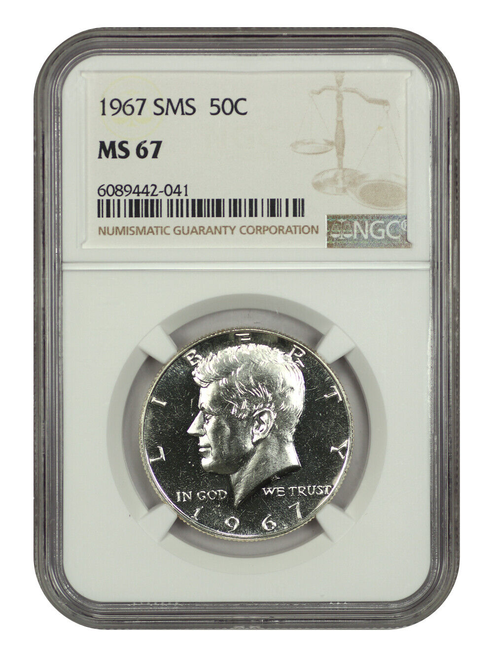 1967 50C NGC SP67 (Special Mint Set) - Kennedy Half Dollar