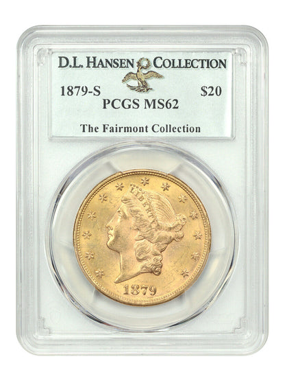 1879-S $20 PCGS MS62 ex: D.L. Hansen