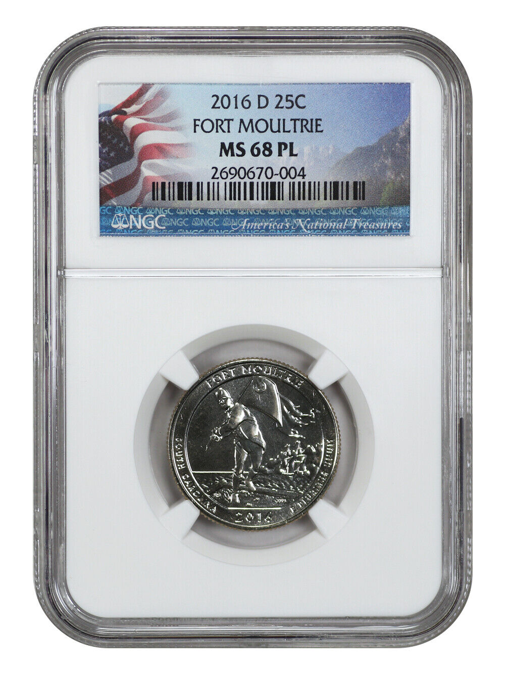 2016-D 25C Fort Moultrie NP NGC MS68PL - Type 1 - Clad