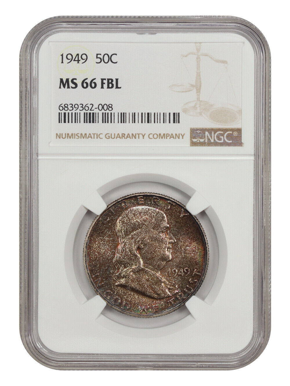 1949 50C NGC MS66FBL - Franklin Half Dollar