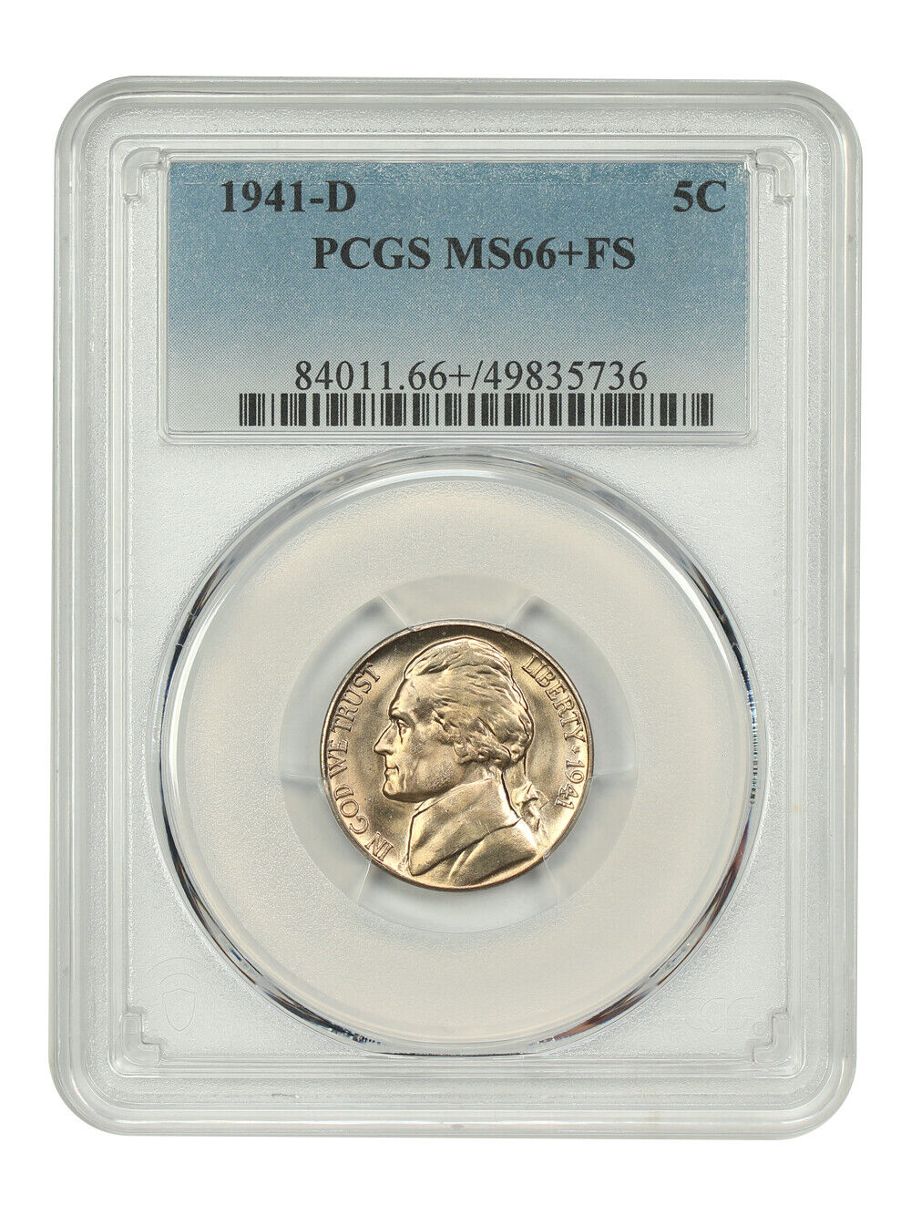 1941-D 5C PCGS MS66+FS - Jefferson Nickel