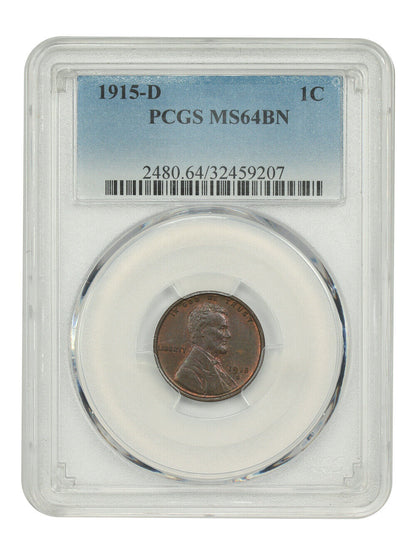 1915-D 1C PCGS MS64BN - Lincoln Cent (Wheat Reverse) - Better D-Mint Lincoln