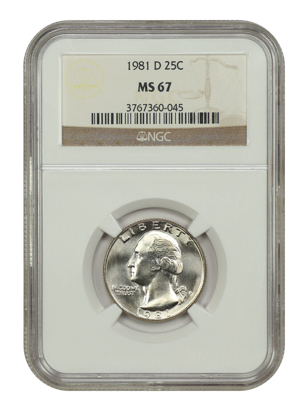 1981-D 25C NGC MS67 - Washington Quarter