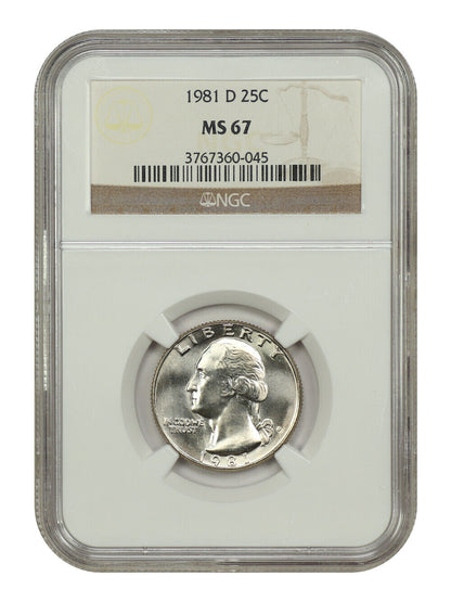 1981-D 25C NGC MS67 - Washington Quarter