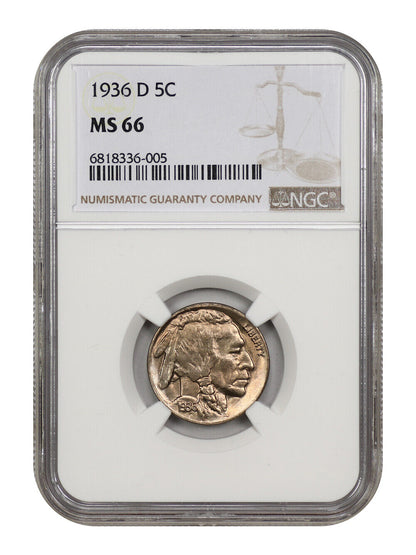 1936-D 5C NGC MS66