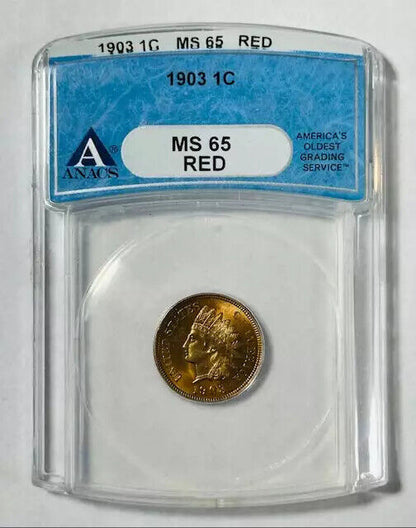 1903 P Small Cents Indian Head Penny ANACS MS-65 RED