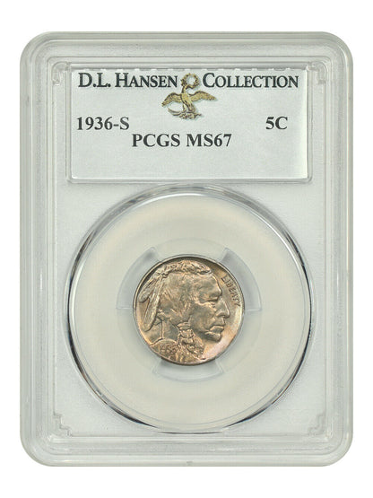 1936-S 5C PCGS MS67 ex: D.L. Hansen