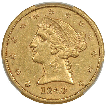 1840 $5 CACG AU53 - Liberty Head $5