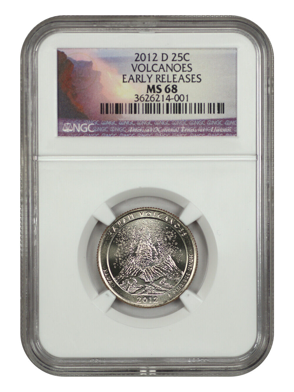 2012-D 25C Hawaii Volcanoes NP NGC MS68 - Type 1 - Clad