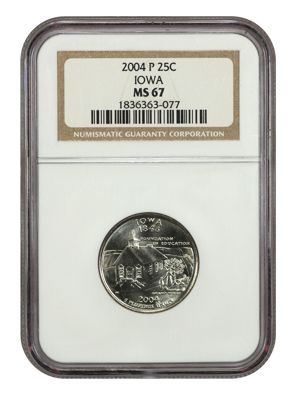 2004-P 25C Iowa NGC MS67 - Washington 50 States Quarters