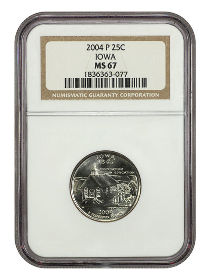 2004-P 25C Iowa NGC MS67 - Washington 50 States Quarters