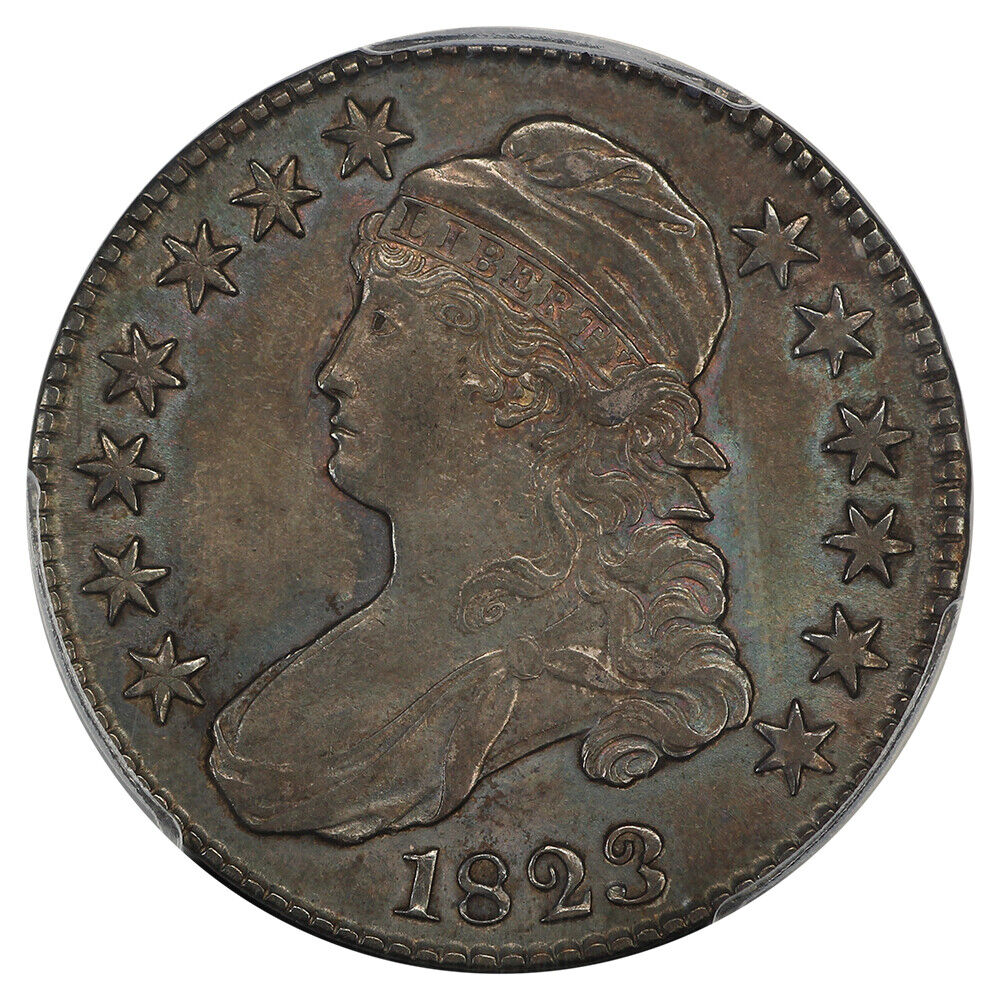 1823 50C PCGS AU58 (O-101, Broken 3) ex: D.L. Hansen