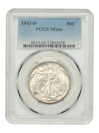 1943-D 50C PCGS MS66 - Walking Liberty Half Dollar