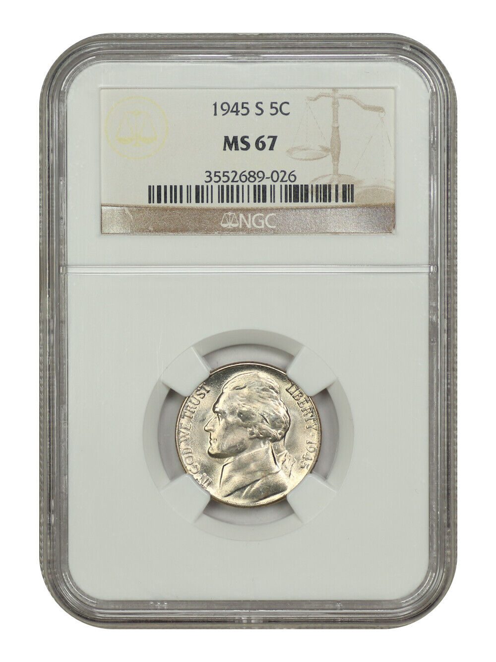 1945-S 5C NGC MS67 - Jefferson Nickel