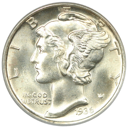 1936-S 10C PCGS MS65FB - Mercury Dime