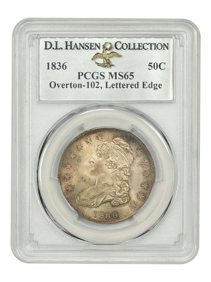 1836 50C PCGS MS65 (O-102, Lettered Edge)