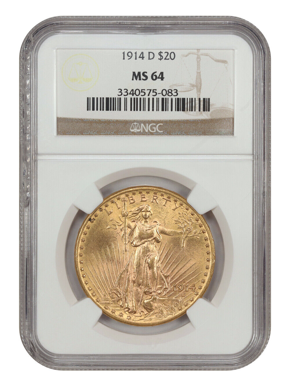 1914-D $20 NGC MS64 - St. Gaudens $20