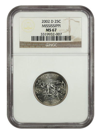 2002-D 25C Mississippi NGC MS67 - Washington 50 States Quarters