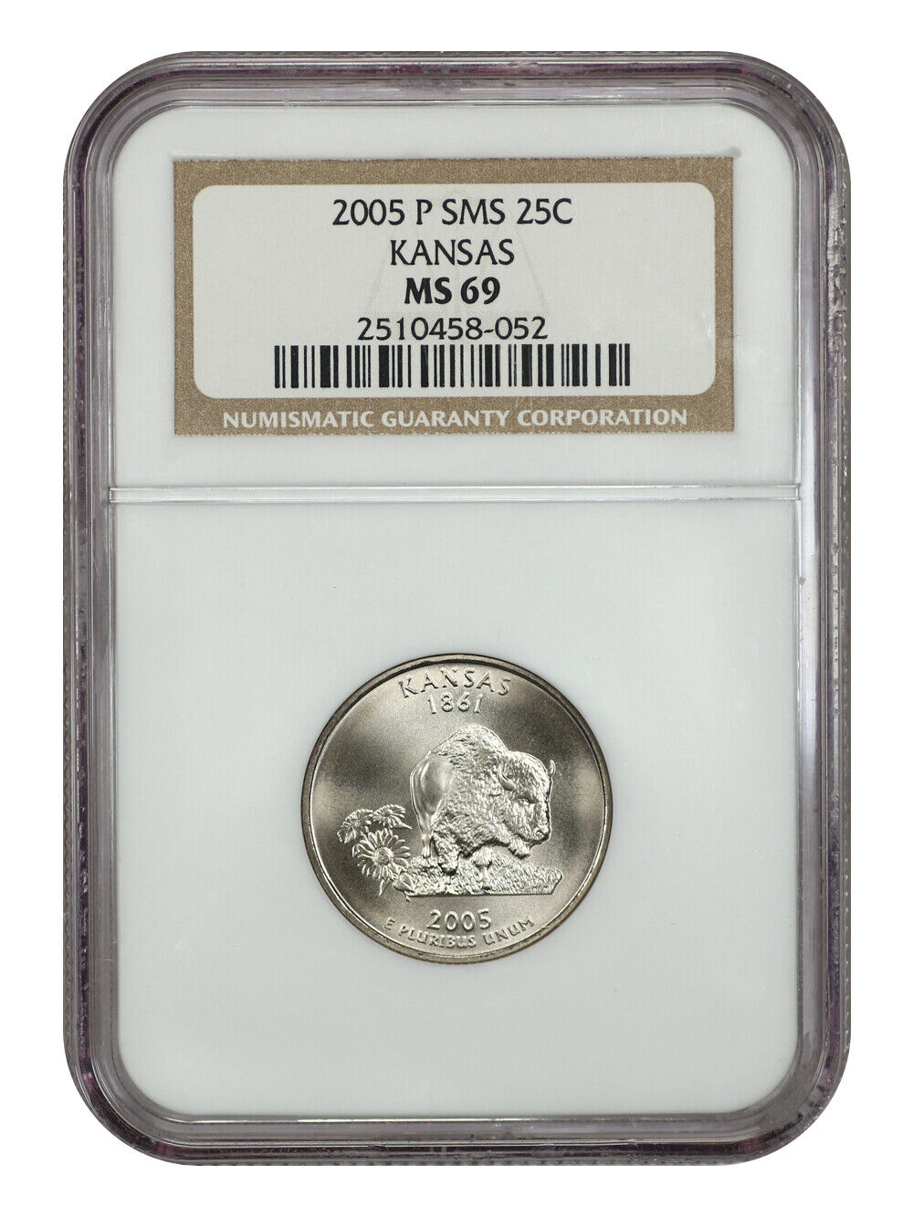 2005-P 25C Kansas NGC SP69 (Satin Finish) - Washington 50 States Quarters