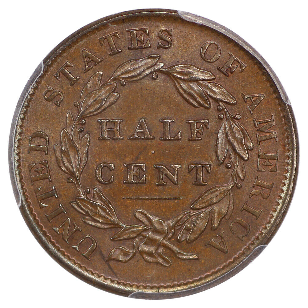 1833 1/2C PCGS/CAC MS66BN