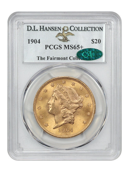 1904 $20 PCGS/CAC MS65+ ex: D.L. Hansen