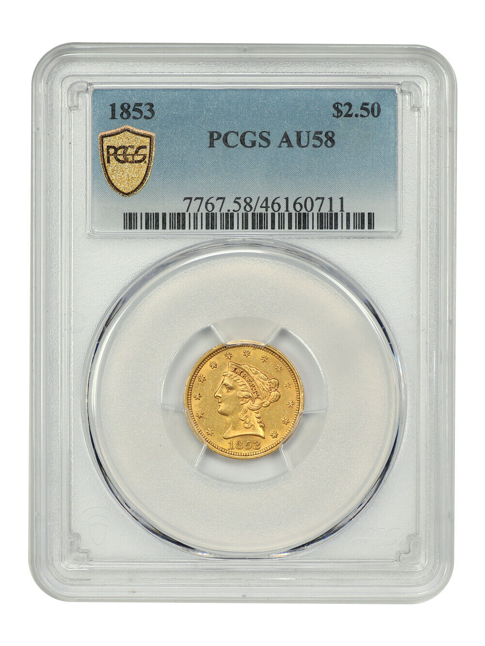 1853 $2.50 PCGS AU58 - Liberty Head $2.5