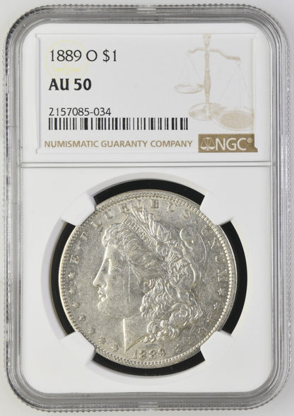 1889 O Morgan Silver Dollar NGC AU-50