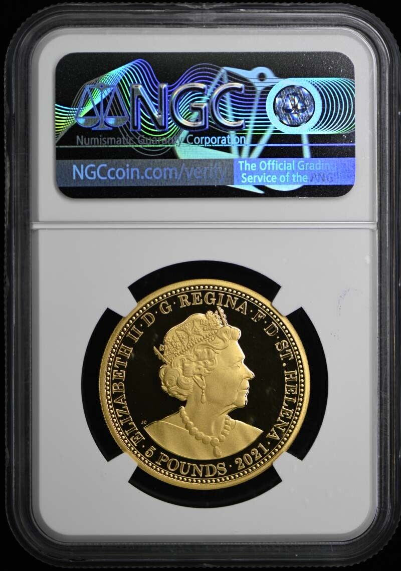 2021 St Helena Three Graces Gold 5 Pounds First Day NGC PR70DCAM