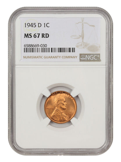 1945-D 1c NGC MS67RD