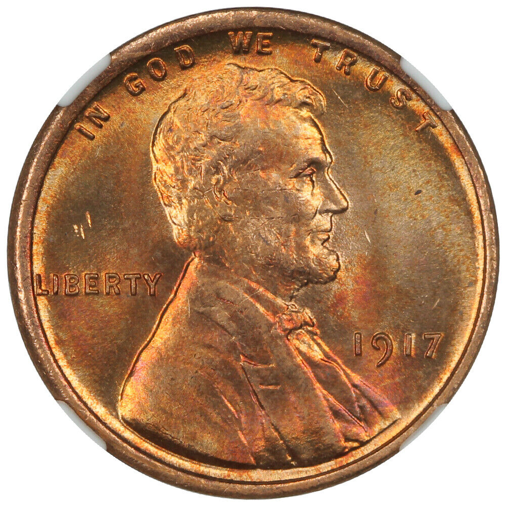 1917 1C NGC MS66RD - Lincoln Cent (Wheat Reverse) - Popular Teen Lincoln