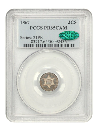 1867 3CS PCGS/CAC PR65CAM