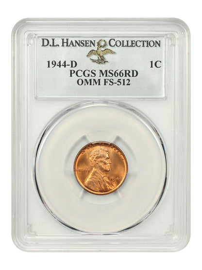 1944-D 1c PCGS MS66 RD (OMM, FS-512)  ex: D.L. Hansen