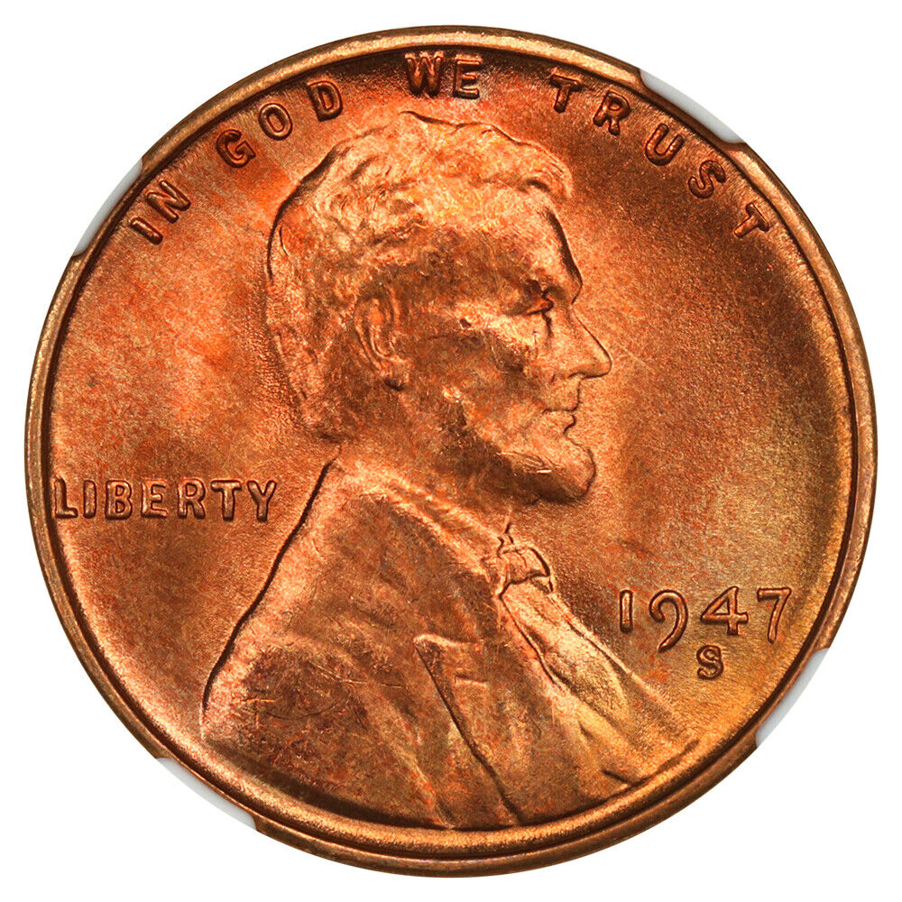 1947-S 1c NGC MS67 RD